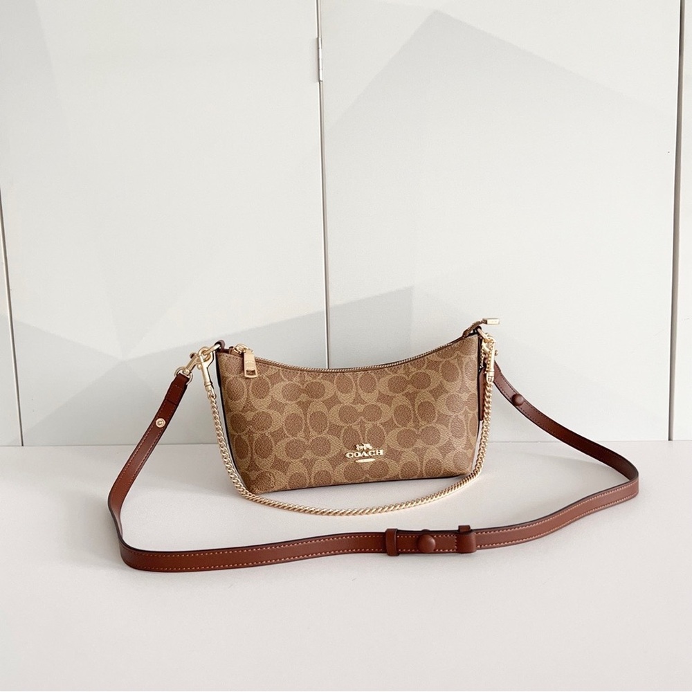Coach Chain Shoulder Bag Brown Crossbody Classic Chic